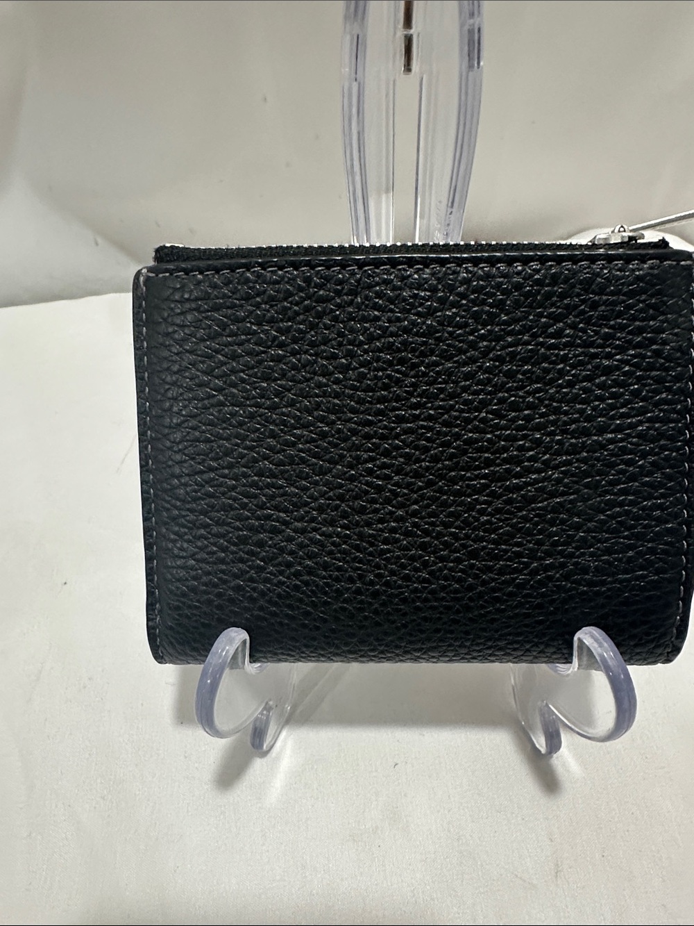 Coach Black Pebbled Leather Compact Wallet with Silver Logo NWOT - Picture 3 of 5